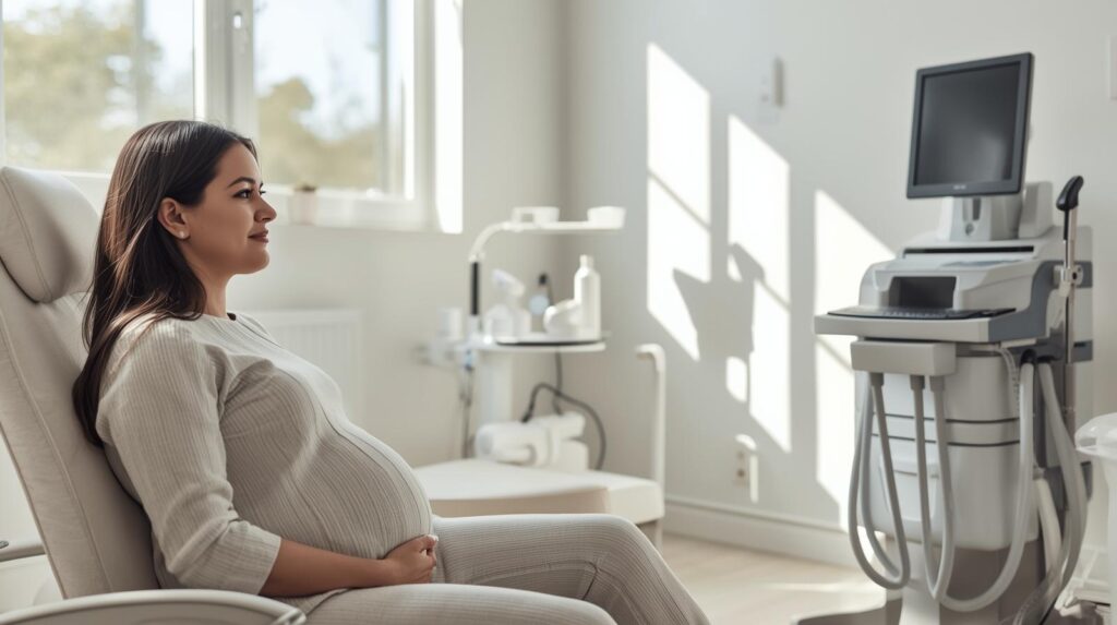 خانم باردار در اتاق مشاوره کلینیک بارداری نیل در حال مشاوره قبل از انجام تست‌های بارداری